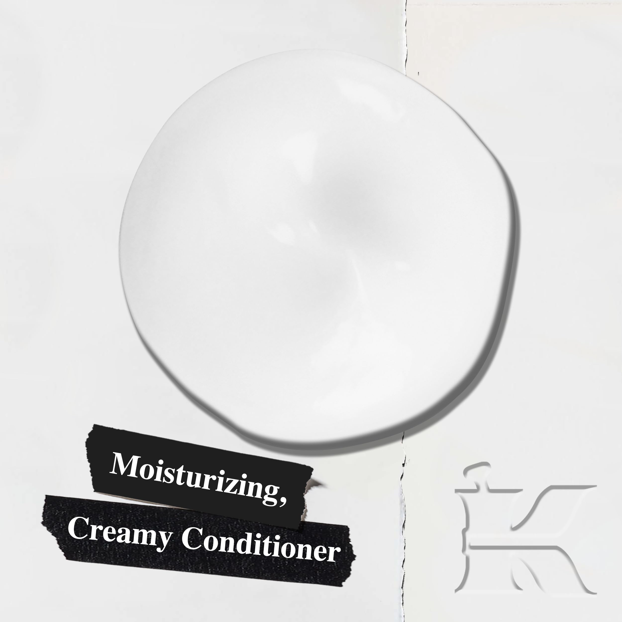 Kiehl's Amino Acid Conditioner bottle close-up, creamy texture for detangling.