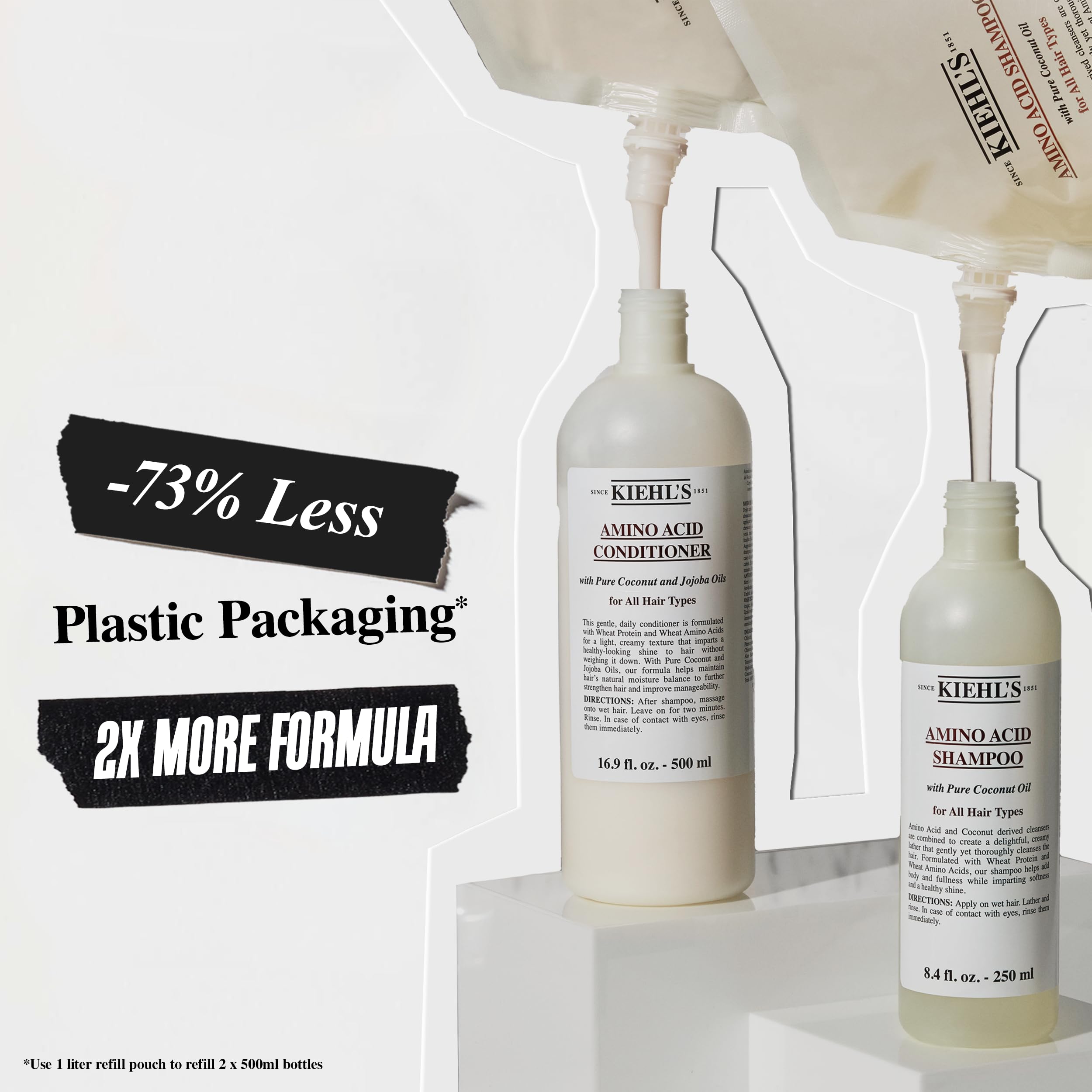 Kiehl's Amino Acid Conditioner coconut oil highlight, nourishes with moisture.