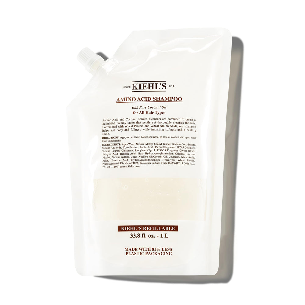 Kiehl's Amino Acid Shampoo bottle front, lightweight cleanse for all hair types.