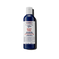 Kiehl's Body Fuel bottle pour shows easy head-to-toe cleansing.