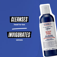 Kiehl's Body Fuel menthol cooling feature for refreshed morning routine.