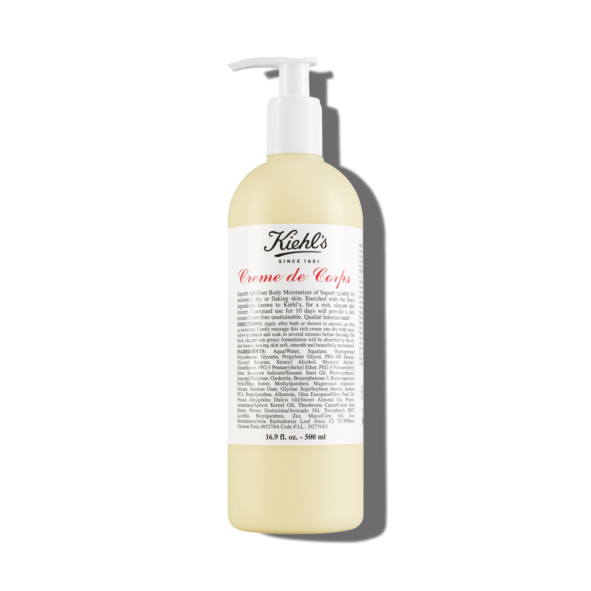 Kiehl's Creme de Corps Rich bottle closeup showing premium hydration potential