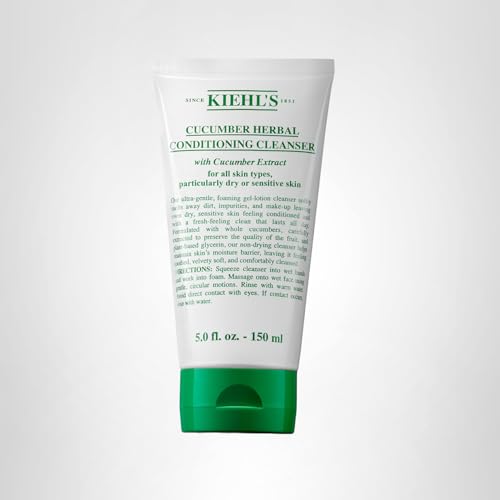 Kiehl's cleanser application on damp skin, gentle massage for fresh cleanse