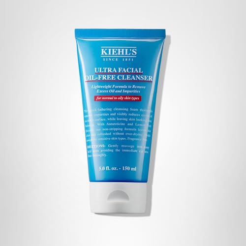 Kiehl's face cleanser in morning and night routine; easy, gentle cleansing.