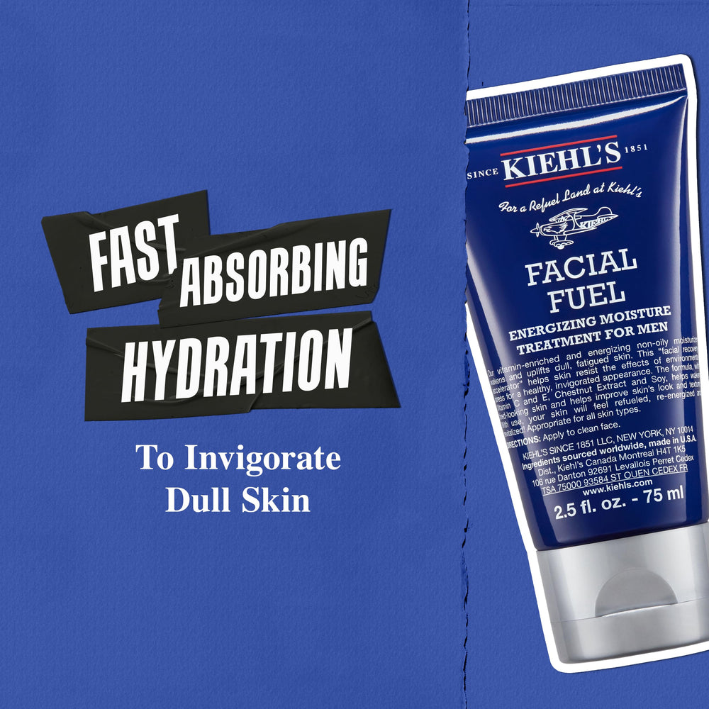 Kiehl's Facial Fuel cream application showing quick absorption.