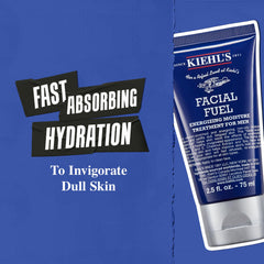 Kiehl's Facial Fuel cream application showing quick absorption.