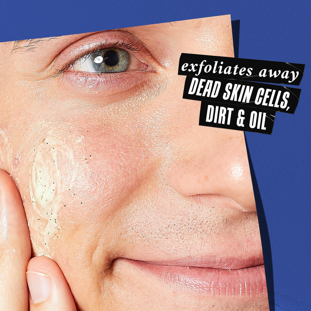Kiehl's Facial Fuel Exfoliating Scrub close-up texture for smoother shave prep.