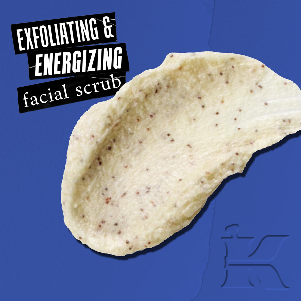Kiehl's Facial Fuel exfoliating scrub exfoliating grains close-up with apricot kernels