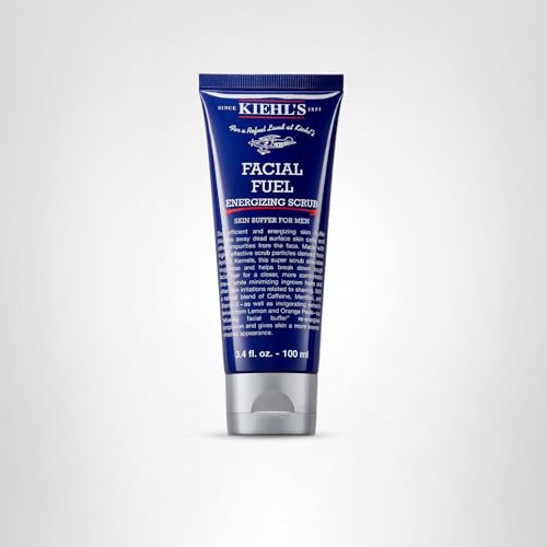 Kiehl's Facial Fuel exfoliating scrub packaging highlights brand and sulfate-free formula