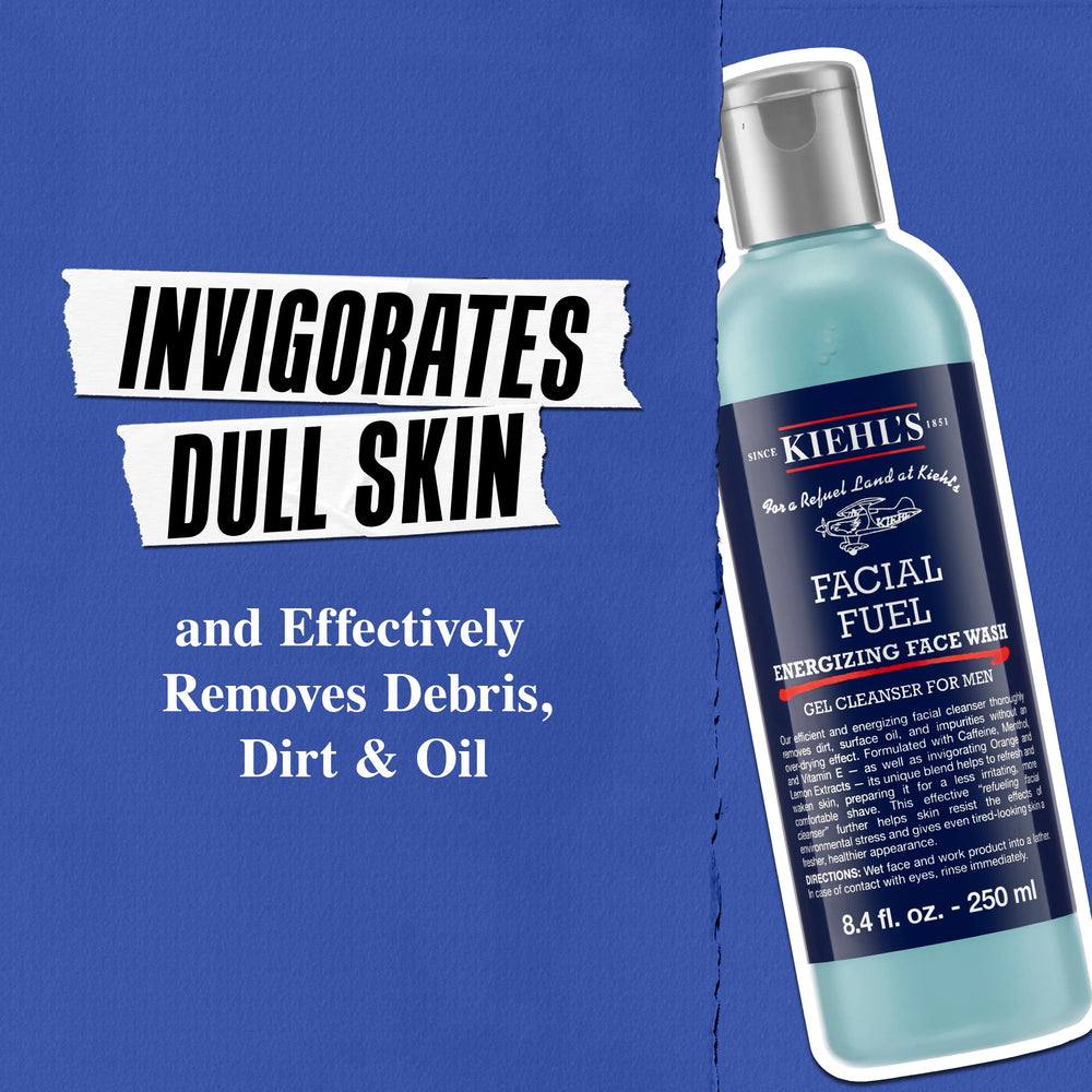 Kiehl's Facial Fuel Face Wash includes caffeine and menthol for invigorating morning feel.