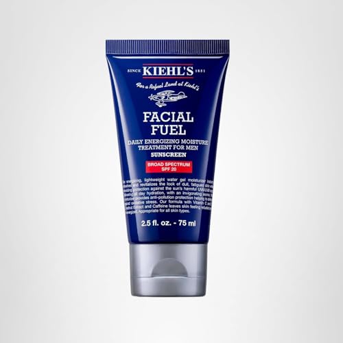 Kiehl's Facial Fuel SPF 20 daily-routine suggests refreshed, protected skin.