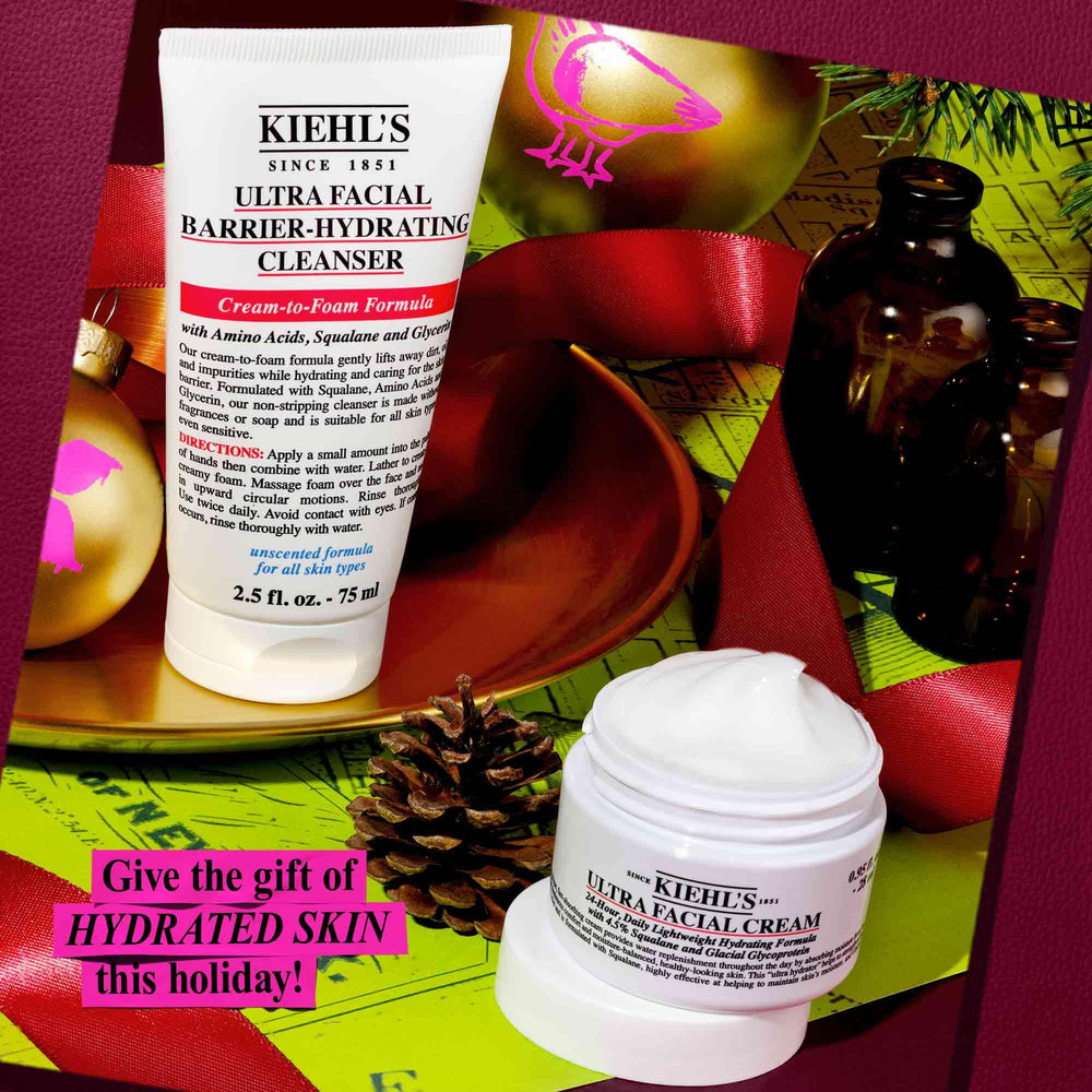 Kiehl's Hydrating Cream texture swatch illustrating rich moisture.