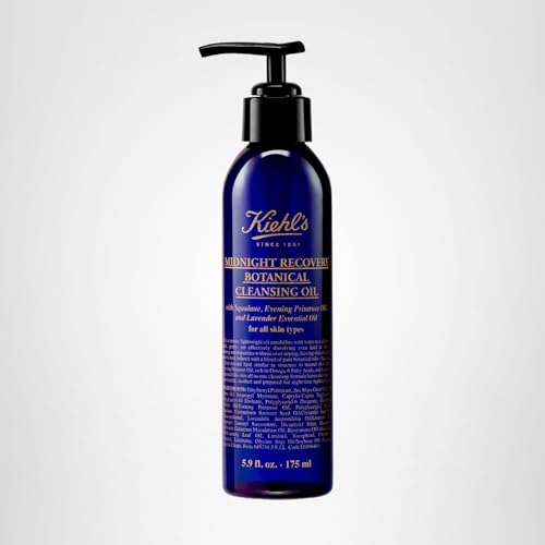 Close-up of Kiehl's Midnight Recovery Cleansing Oil showing hydrating, soft skin