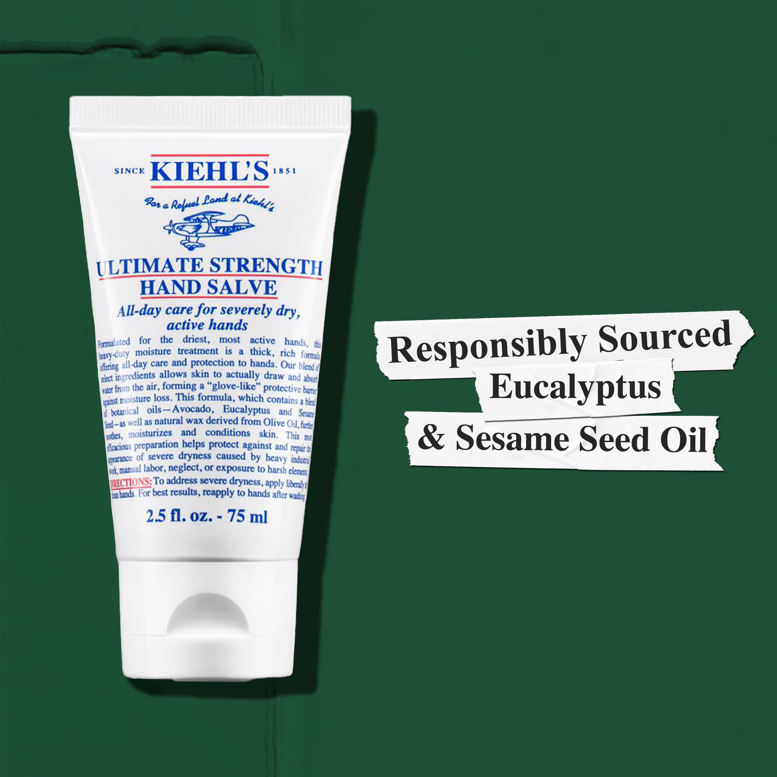 Kiehl's Ultimate Strength Hand Salve in use during work breaks.