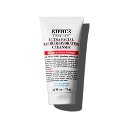 Kiehl's Ultra Facial Barrier-Hydrating Cleanser bottle with fragrance-free, gentle cleansing.