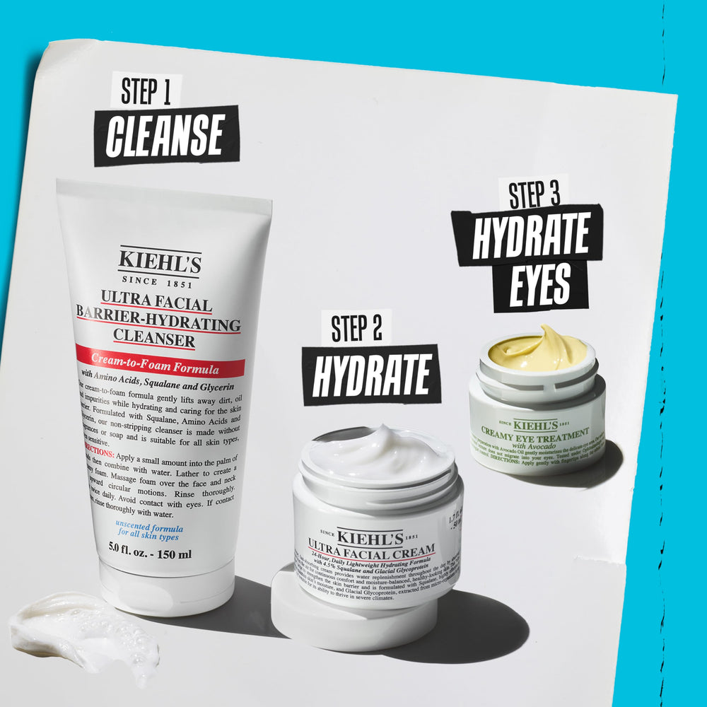 Makeup and sunscreen removal demonstrated with immediate hydration effect.
