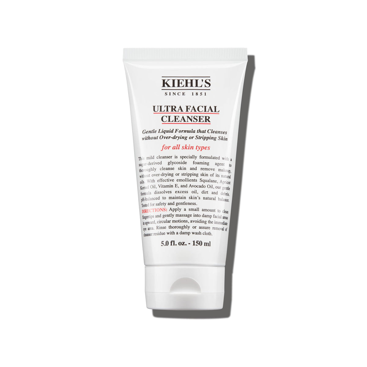 Kiehl's Ultra Facial Cleanser foam application showing gentle lather for daily cleansing