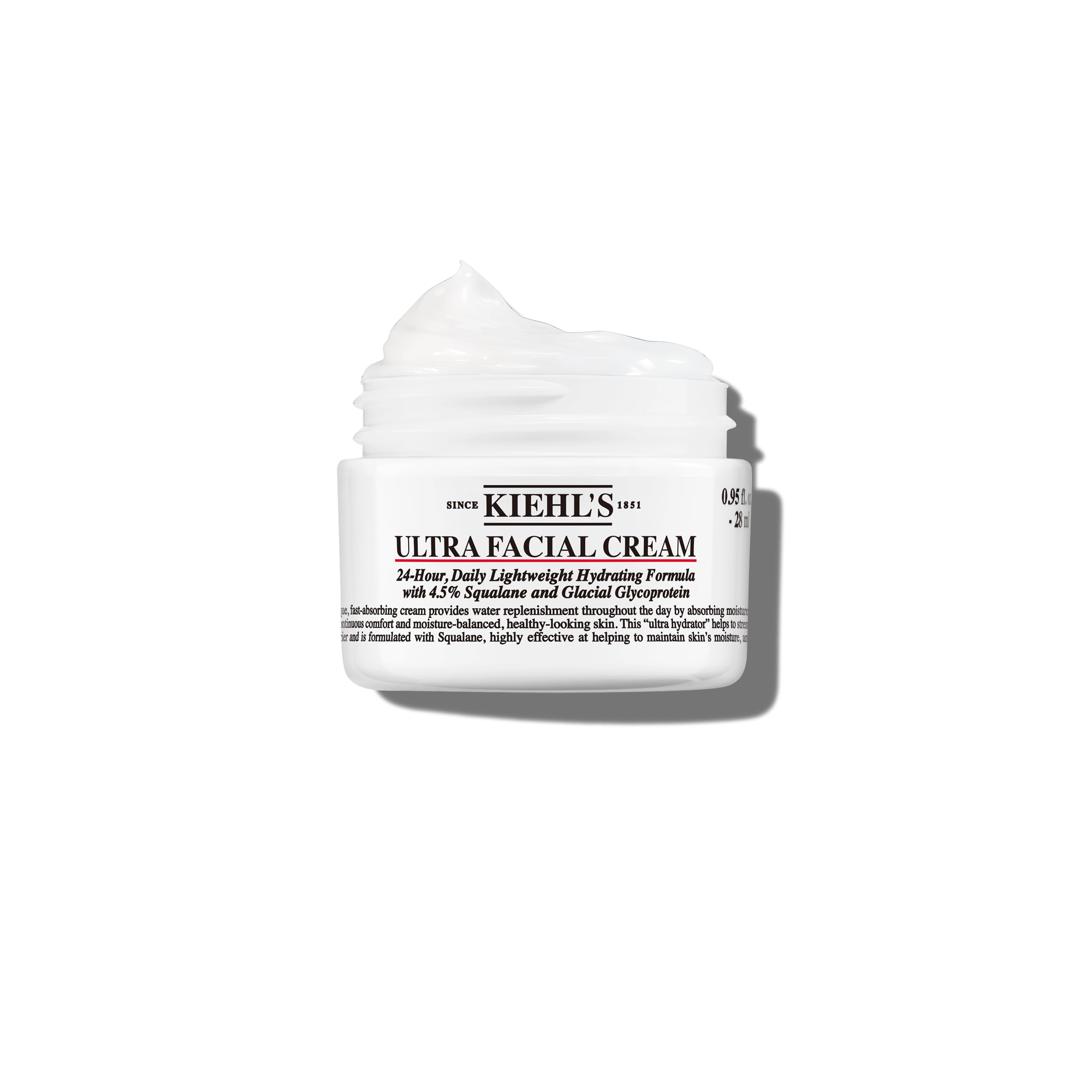 Kiehl's Ultra Facial Cream jar close-up showing creamy texture and hydration