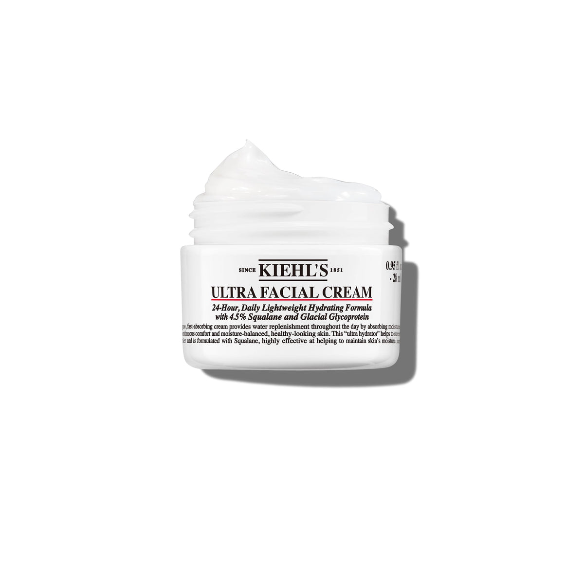 Kiehl's Ultra Facial Cream jar close-up showing creamy texture and hydration