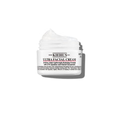 Kiehl's Ultra Facial Cream jar close-up showing creamy texture and hydration