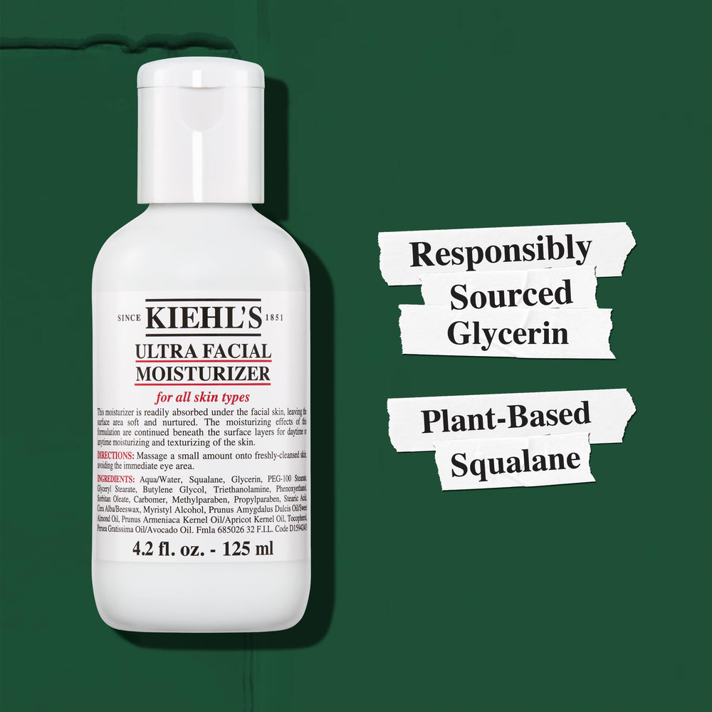Kiehl's Ultra Facial Moisturizer jar in view demonstrates lightweight daily hydration