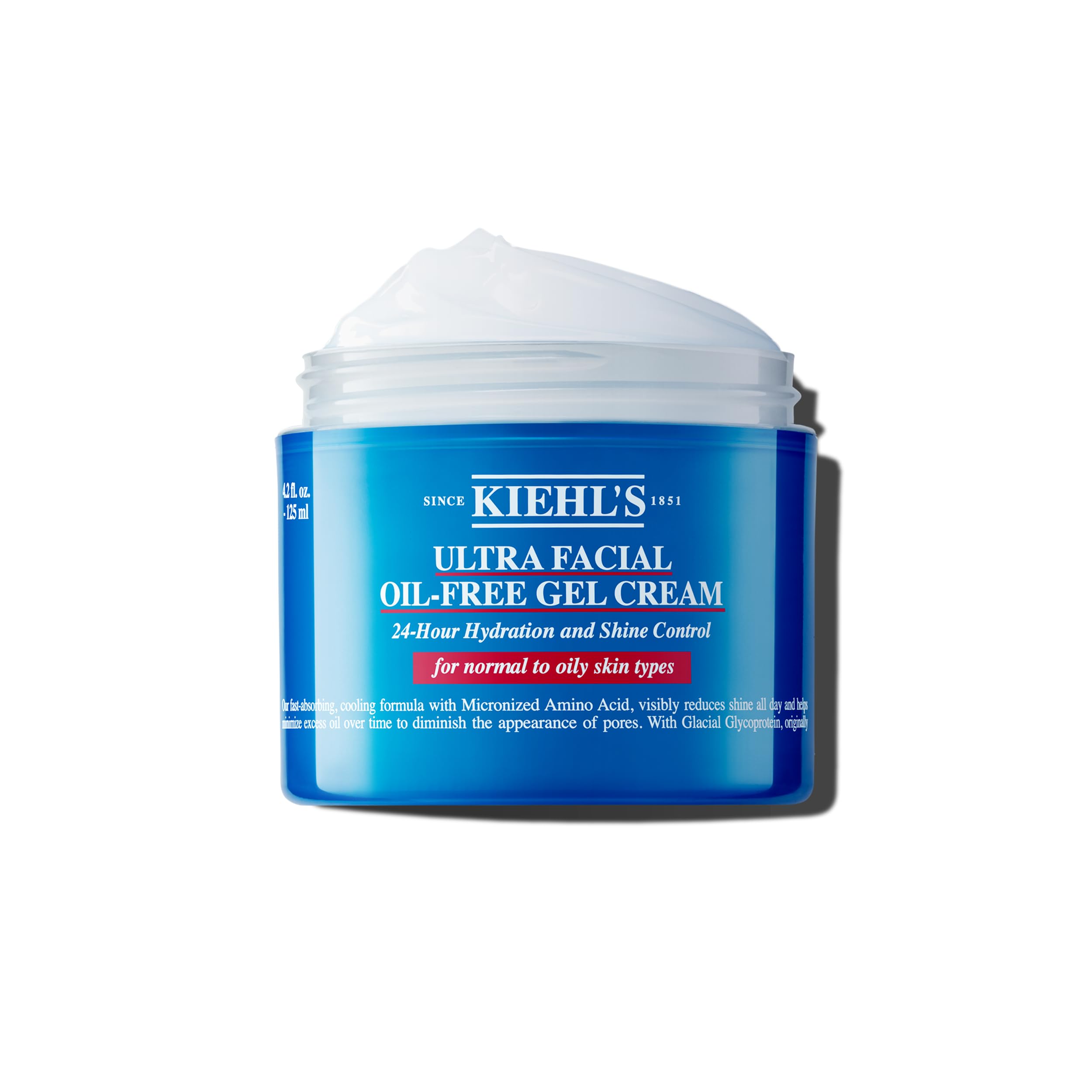 Kiehl's Ultra Facial Oil-Free Moisturizer bottle showing oil-free hydration for busy mornings