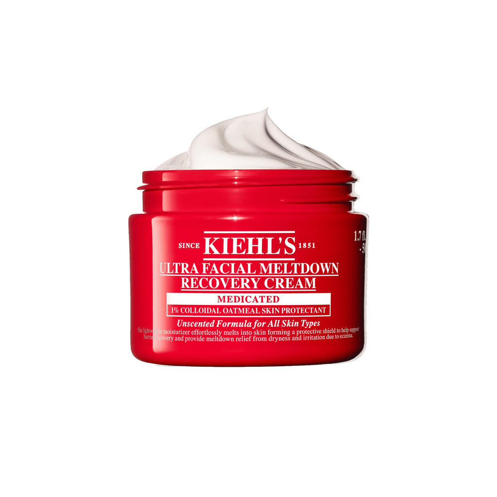 Kiehl's Ultra Facial Recovery Barrier Cream jar close-up for smooth hydration