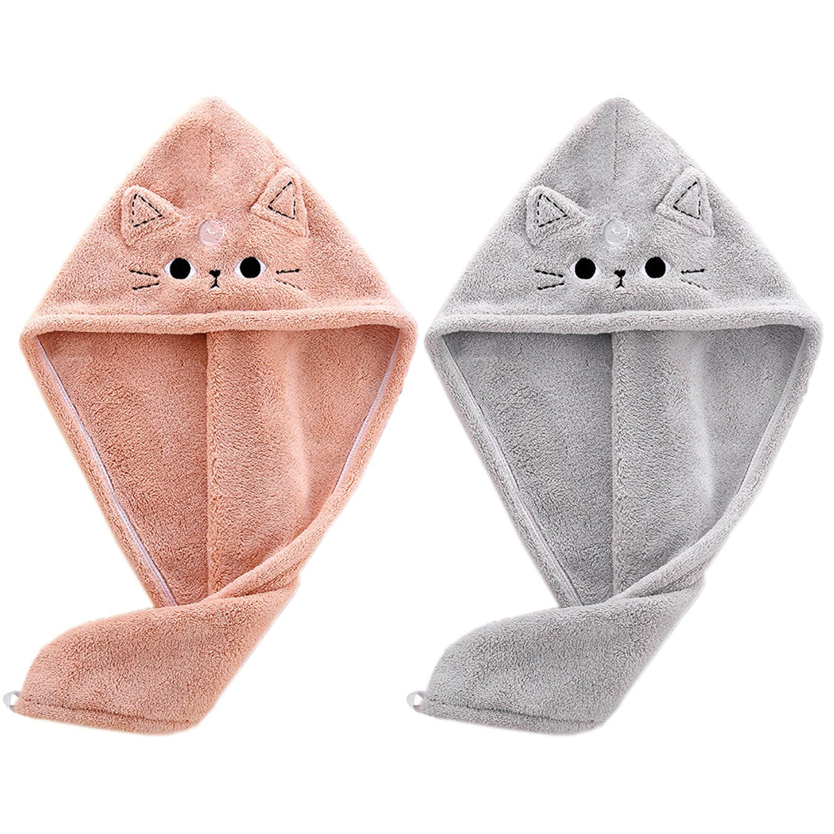 KIGOTWIN toalla para cabello con diseño gato rosa, absorción rápida para niños.