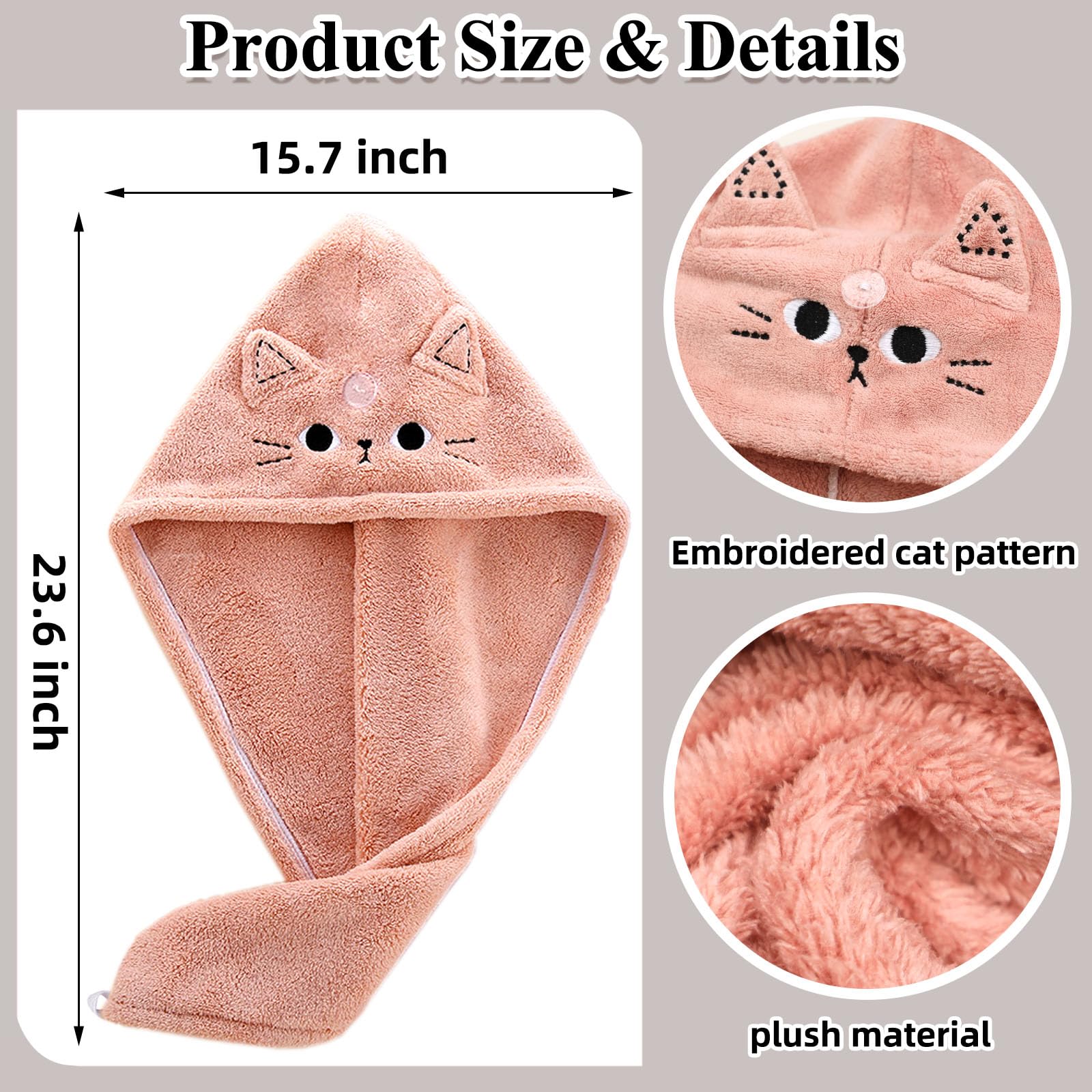 KIGOTWIN turbante microfibra para cabello de niños, diseño gatito.