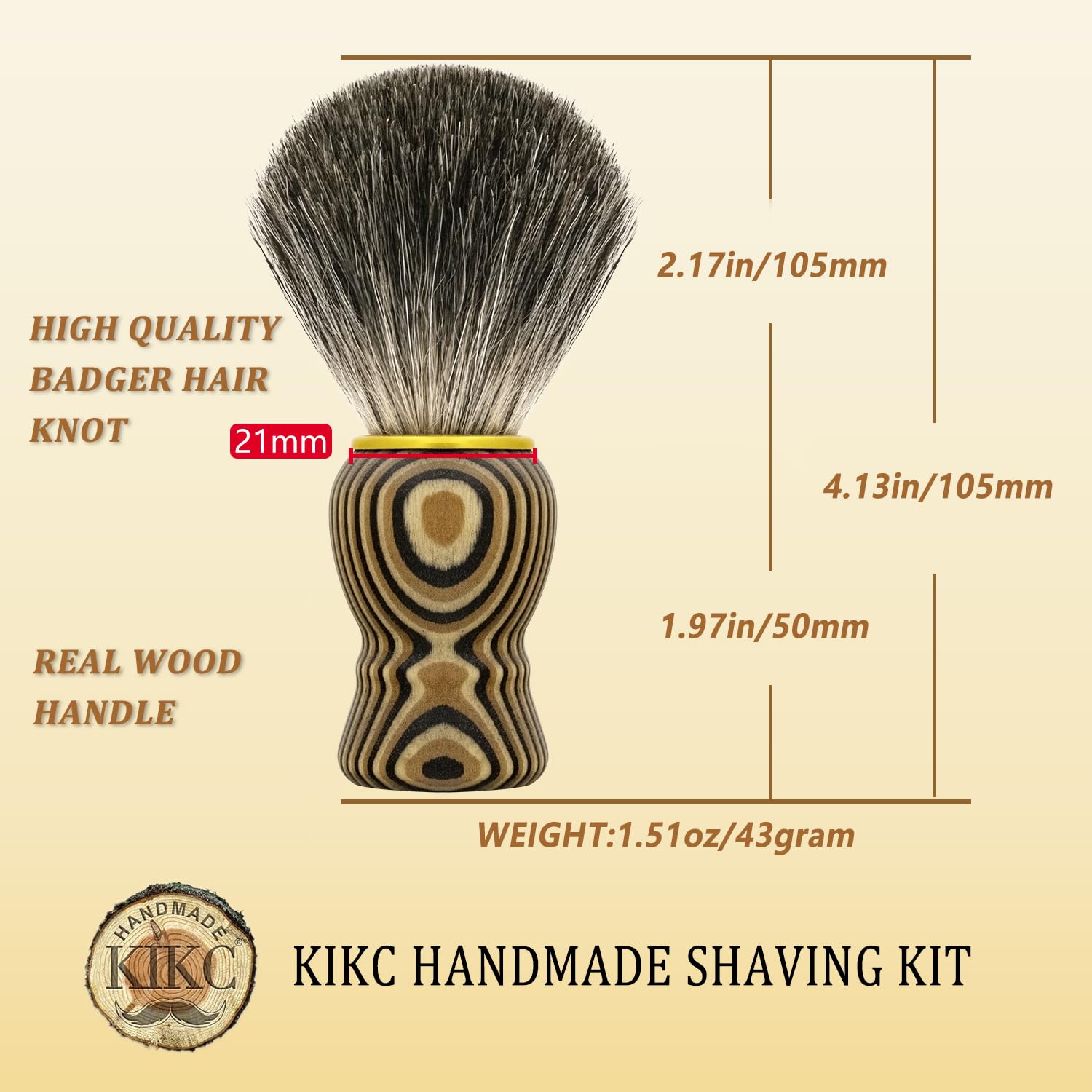 KIKC brush provides gentle facial massage during prep for a comfortable shave.