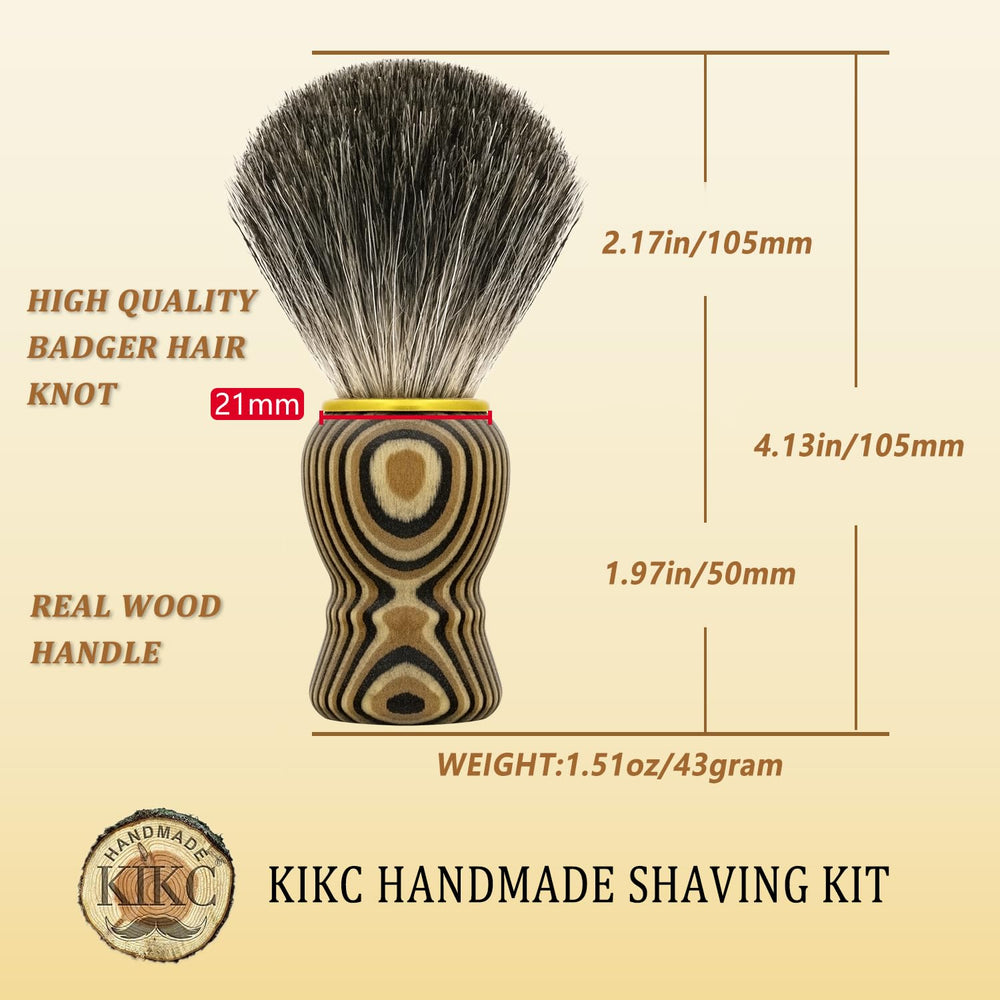 KIKC brush provides gentle facial massage during prep for a comfortable shave.