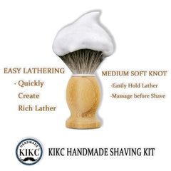 KIKC brush evenly distributes soap for comfortable, efficient shaving.
