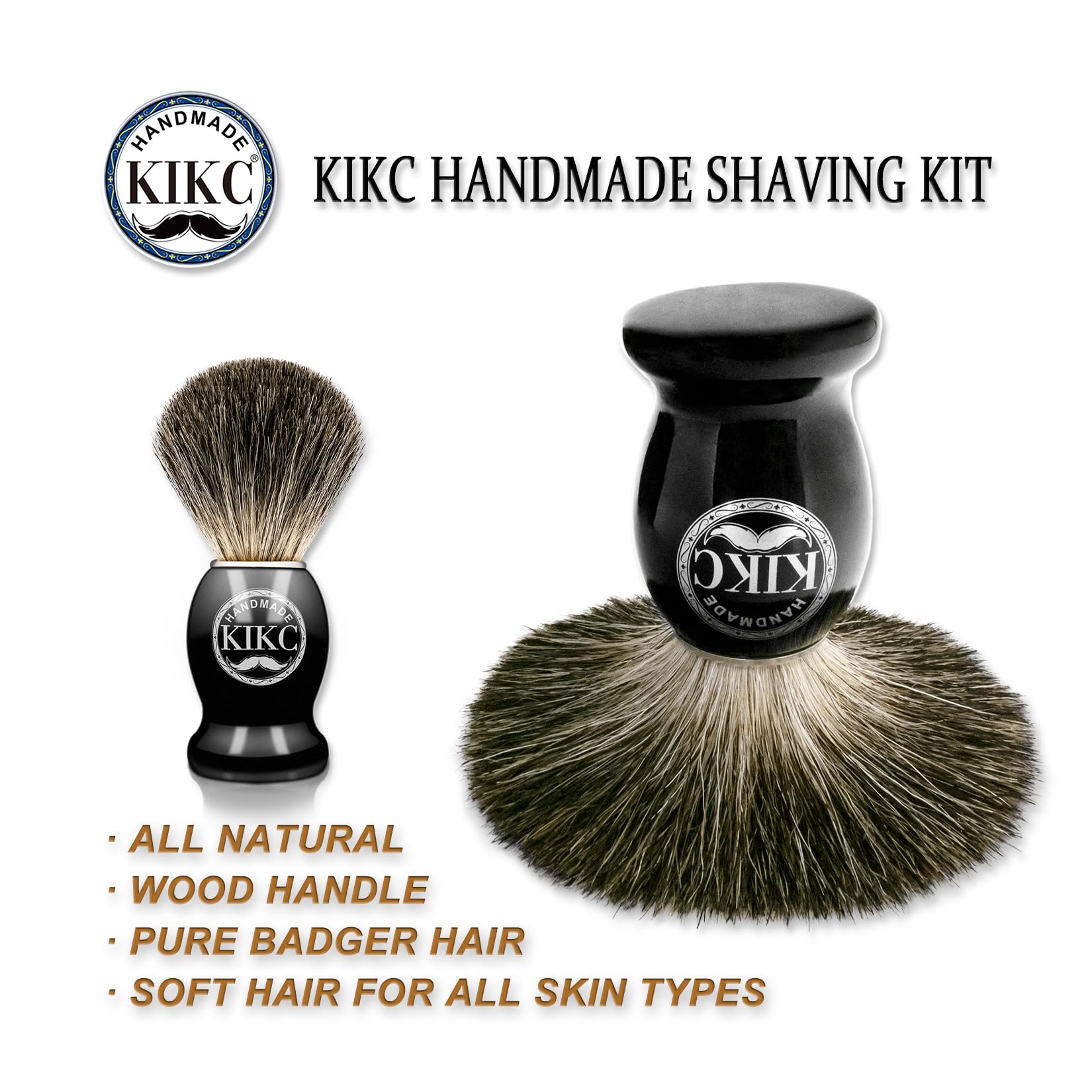 KIKC wood handle in black color for a comfortable grip