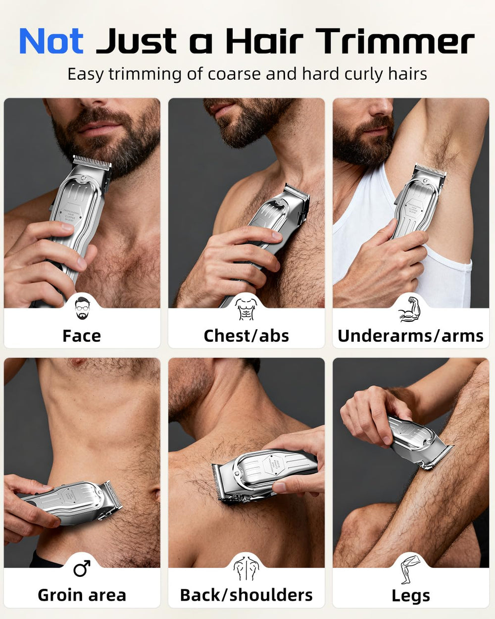 KIKIDO clippers with 6 guide combs for versatile styles