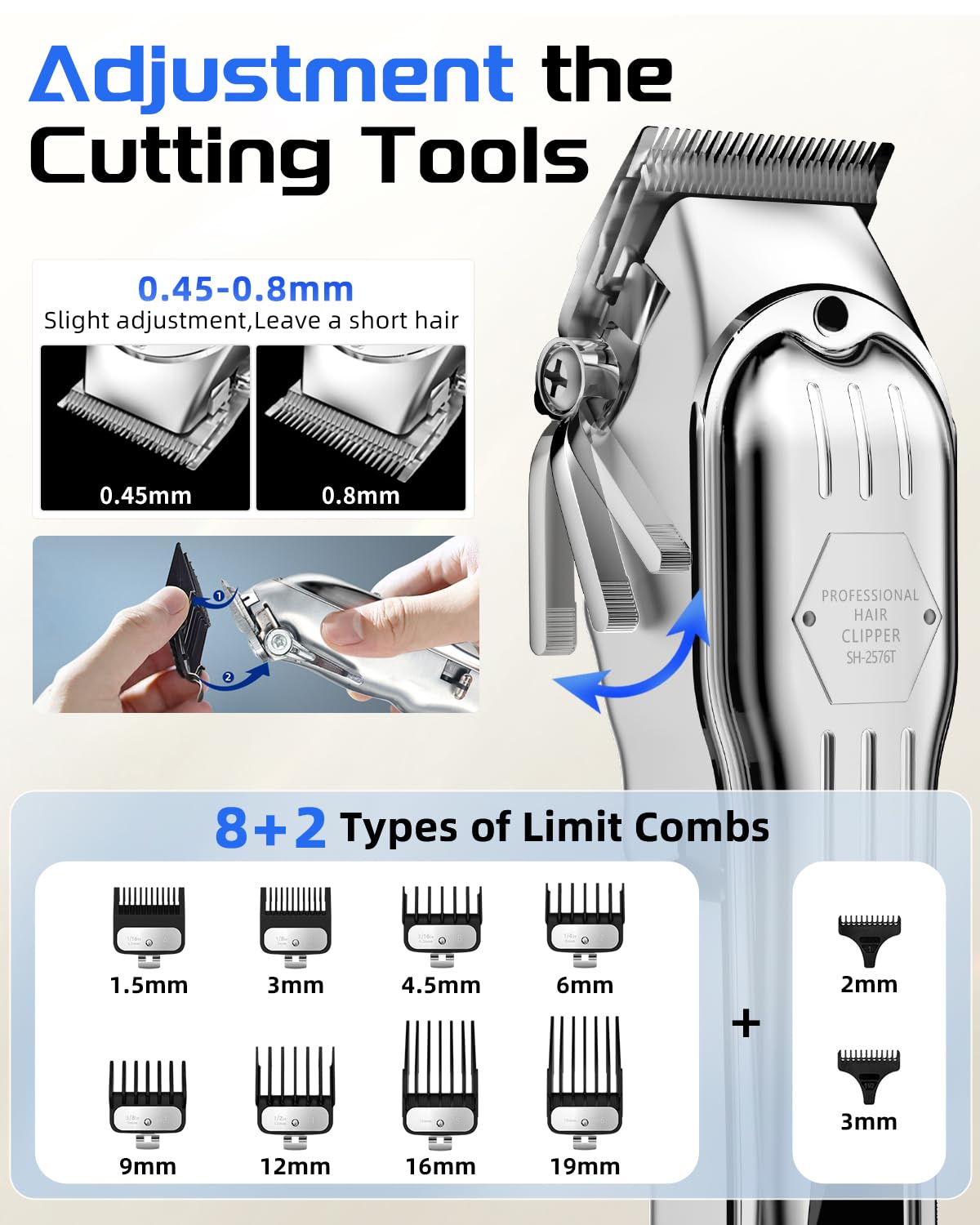 KIKIDO hair clippers with high-torque motor for thick hair