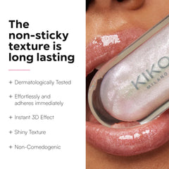 Kiko Milano 3D Hydra Lip Gloss, textura hidratante que mantiene labios cómodos.