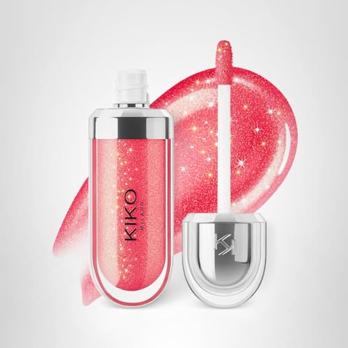 Kiko Milano Brillo Labial 3D Hydra, muestra color dorado-rojo para 11 tonalidades