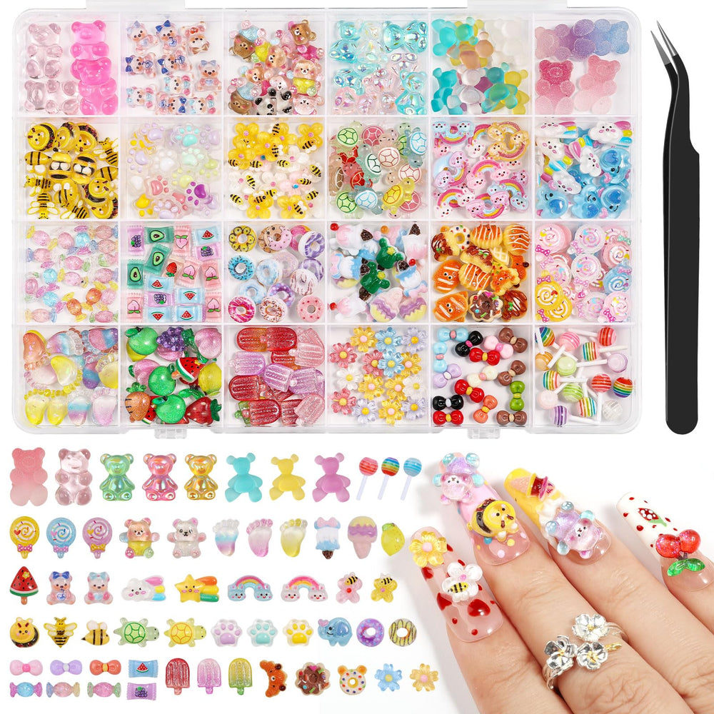 Kikonoke 300pcs kawaii nail charms assortment for vibrant nail art ideas.