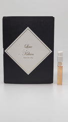 Kilian Love Don't Be Shy bottle front view, showcasing the elegant amber perfume design for confident daily wear.