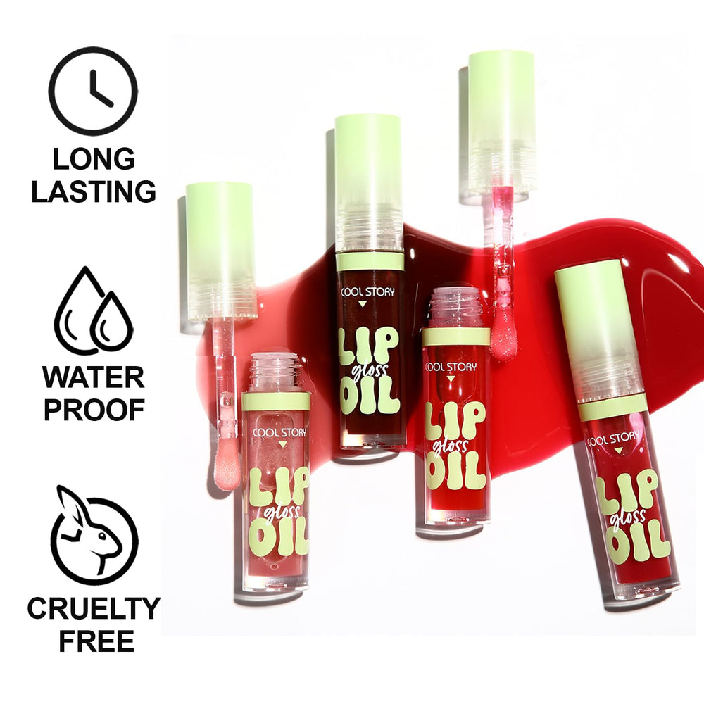 KIMIEYE Glow Lip Oil Set A apply close-up shows glossy, non-greasy finish.