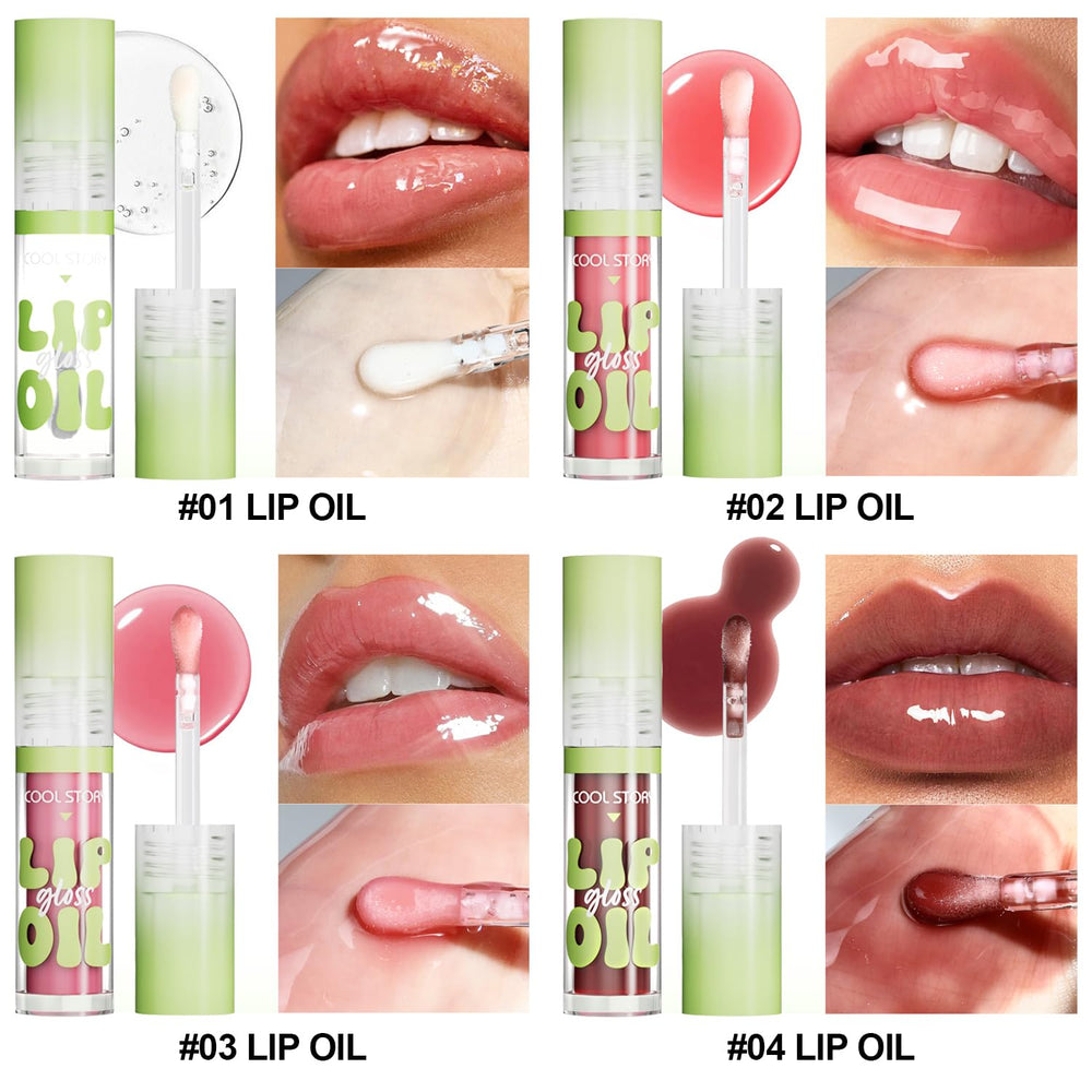 KIMIEYE Glow Lip Oil Set A on lips delivers natural glow.