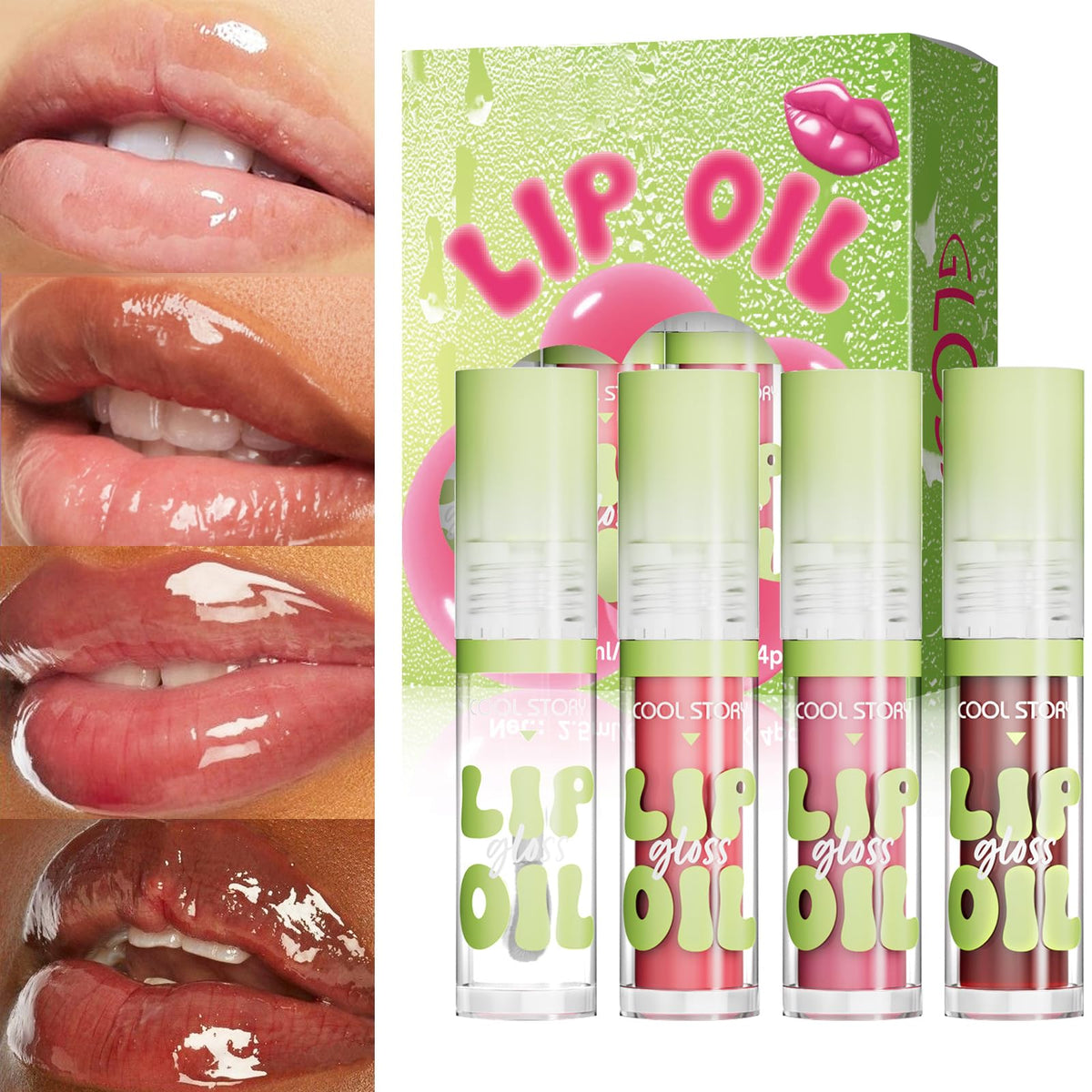 KIMIEYE Glow Lip Oil Set A packaging, portable hydration for lips.