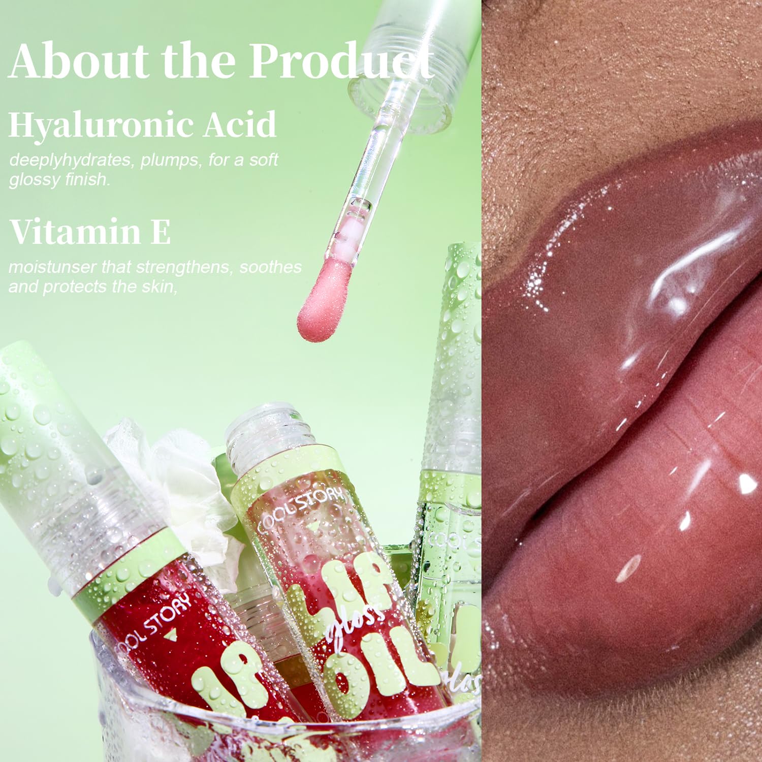 KIMIEYE Glow Lip Oil Set A subtle candy scent.