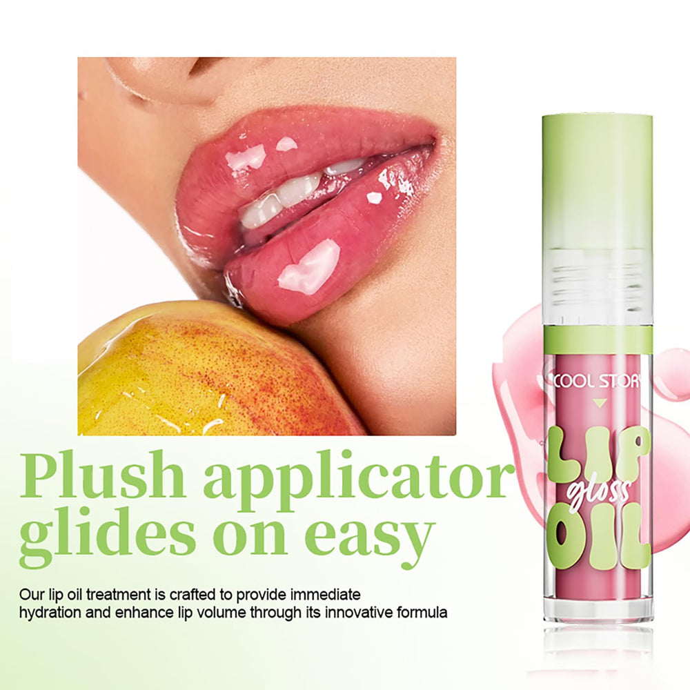 KIMIEYE Glow Lip Oil Set A wear test indicates long-lasting moisture.