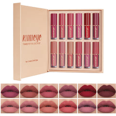 KIMIEYE Set B matte lipstick tubes show 12 colors for versatile looks
