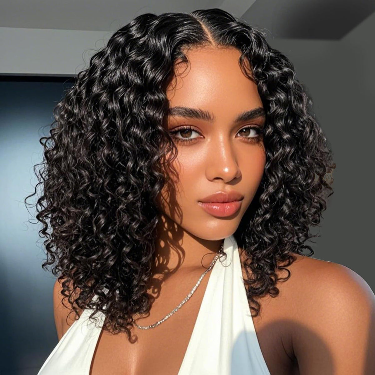 Kimosahair Curly Bob Wig with 14-inch HD lace front for natural volume.