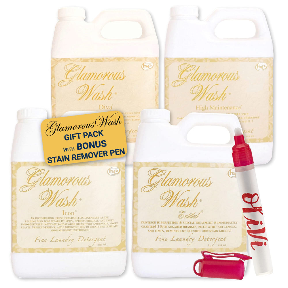Kinara Tyler Glamorous Wash four-ounce bottle pack ideal for delicate fabrics and travel.