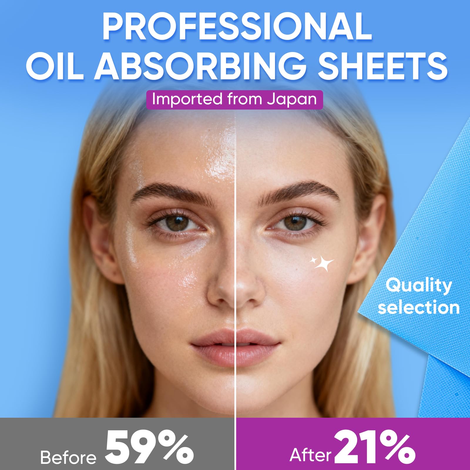 kindshine kineshine 100p oil absorption sheet in use absorbing midday shine