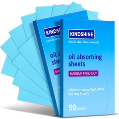 kindshine kineshine 100p pack front showing portable blotting papers for on-the-go shine control