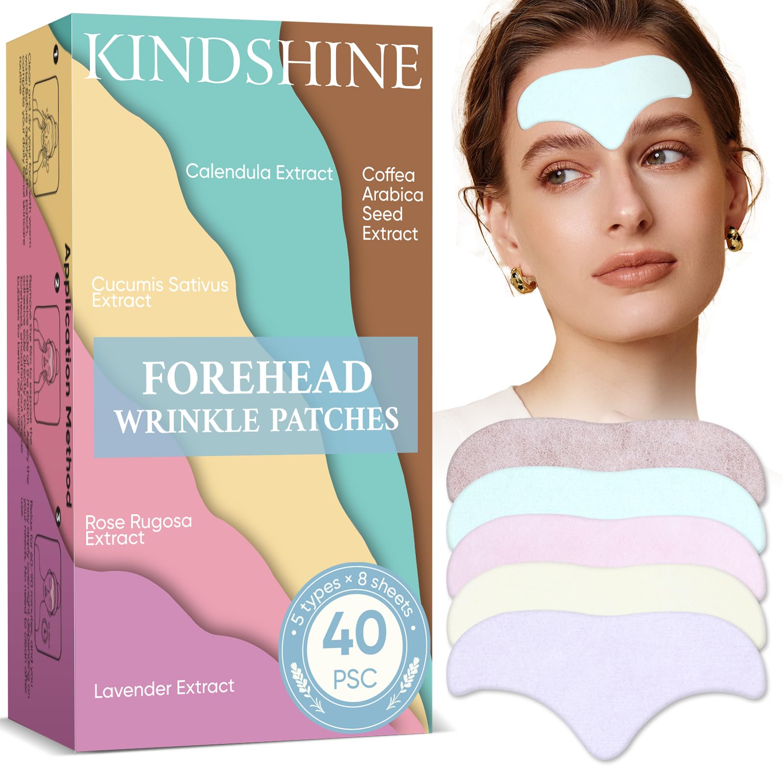 Parches kindshine para la frente, 40 unidades, para suavizar arrugas y revitalizar la piel.
